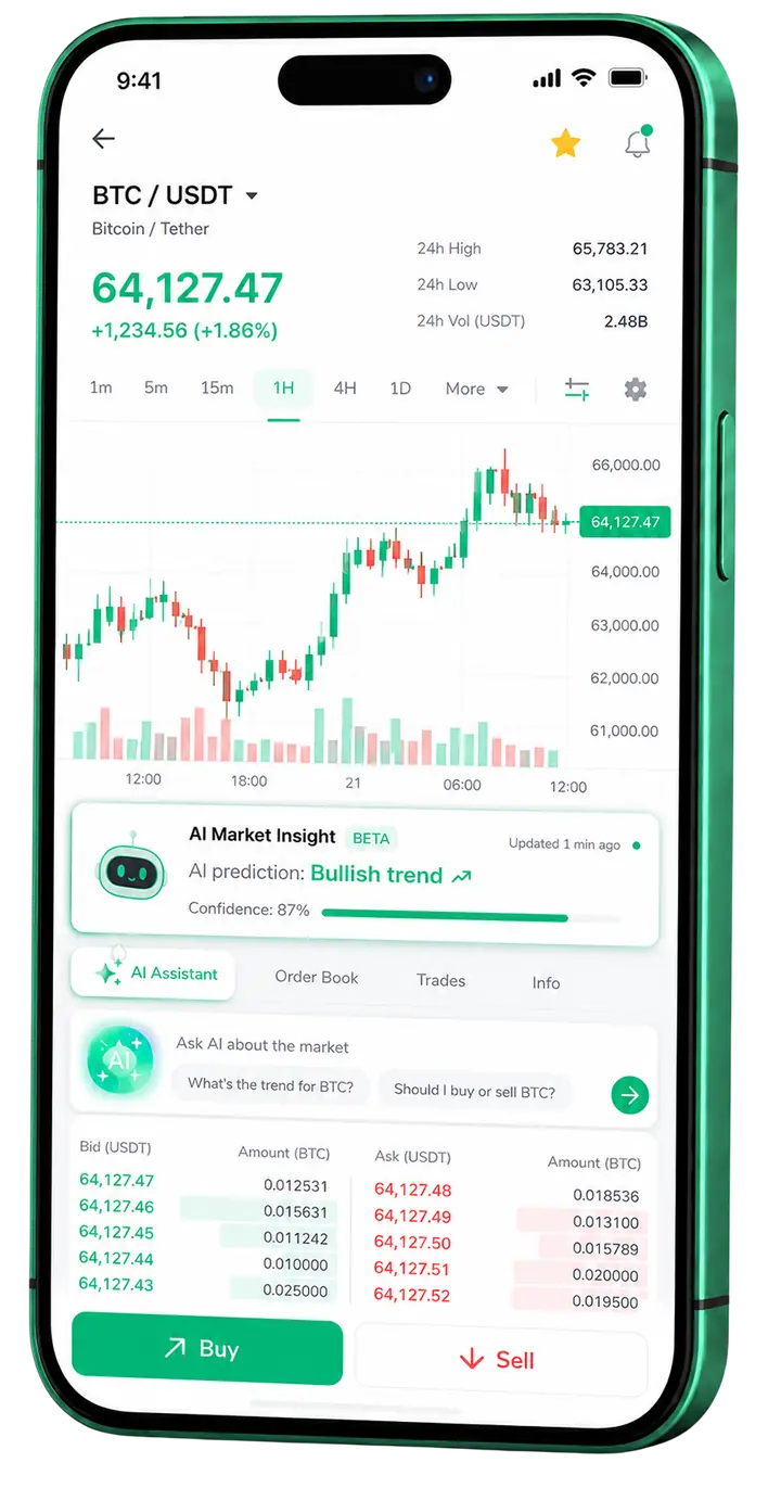 Pantalla móvil de trading AuraxAI